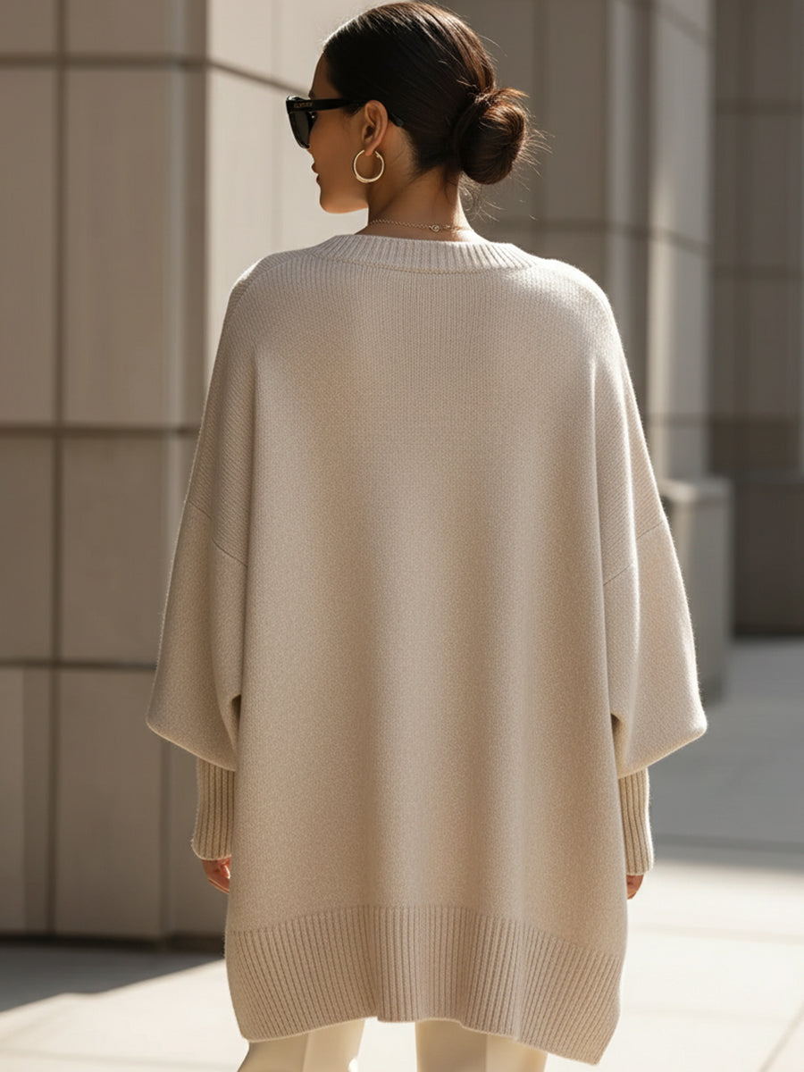 Jennifer | Oversized Sweater with Draping and Wide Neckline