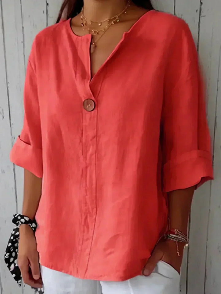 Vivienne | 100% Linen Relaxed V-Neck Top