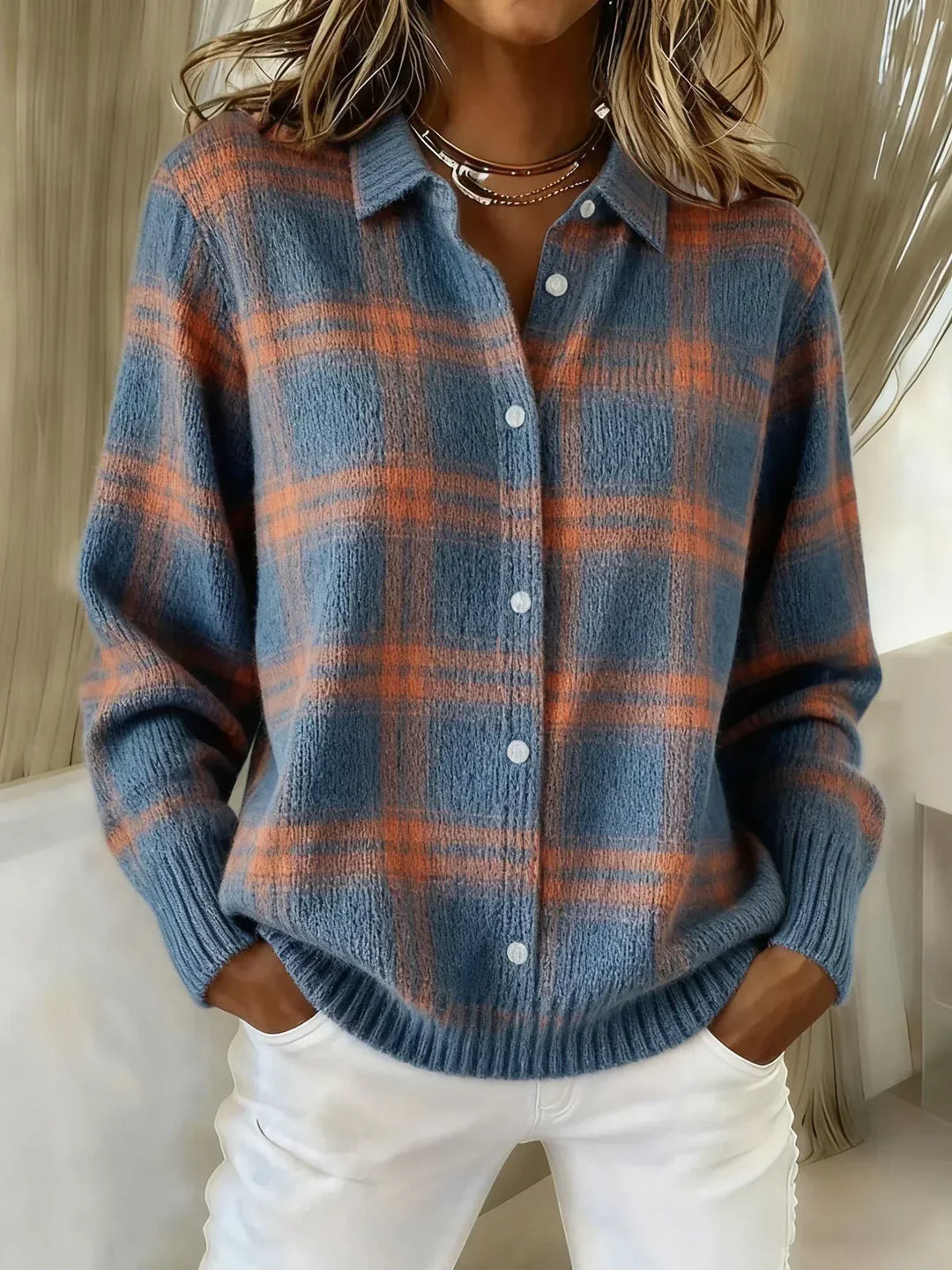 Josephine | Vintage-Inspired Plaid Knit Cardigan