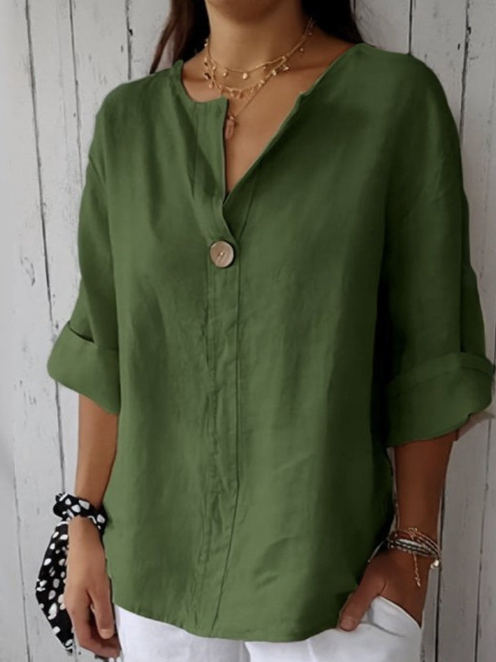 Vivienne | 100% Linen Relaxed V-Neck Top