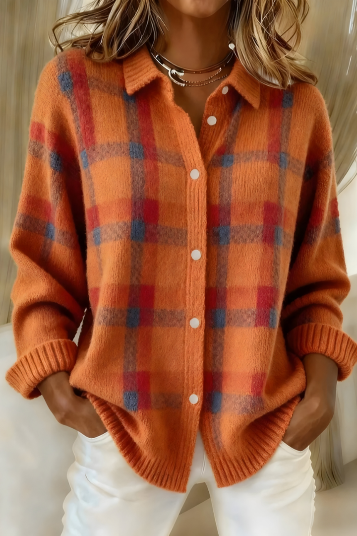 Josephine | Vintage-Inspired Plaid Knit Cardigan