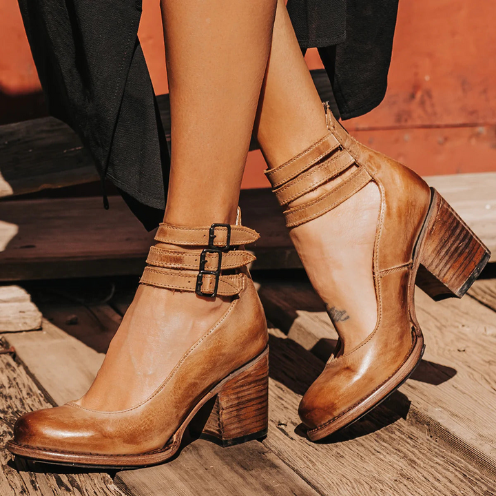 Charlotte | Buckle Block Heels