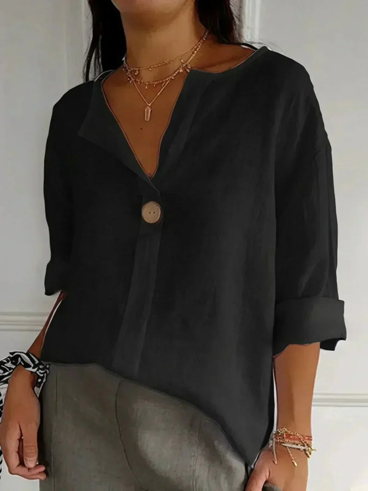 Vivienne | 100% Linen Relaxed V-Neck Top