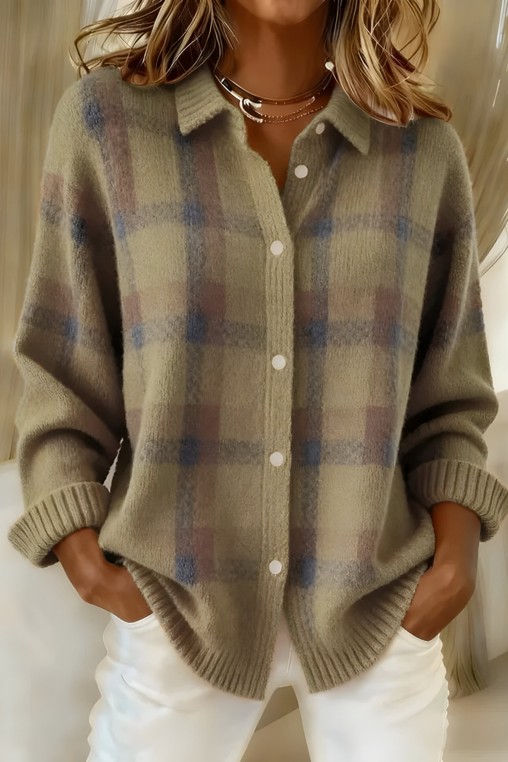 Josephine | Vintage-Inspired Plaid Knit Cardigan