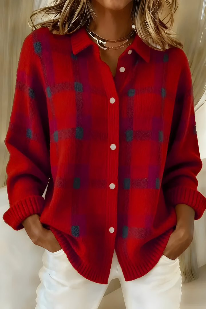 Josephine | Vintage-Inspired Plaid Knit Cardigan