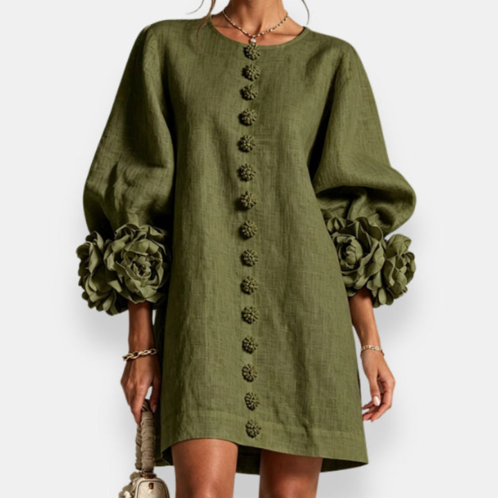 Karen | 3D Flower Button Dress