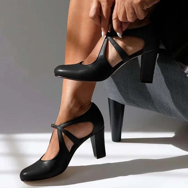 Margaret | Elegant Leather Comfort Heels