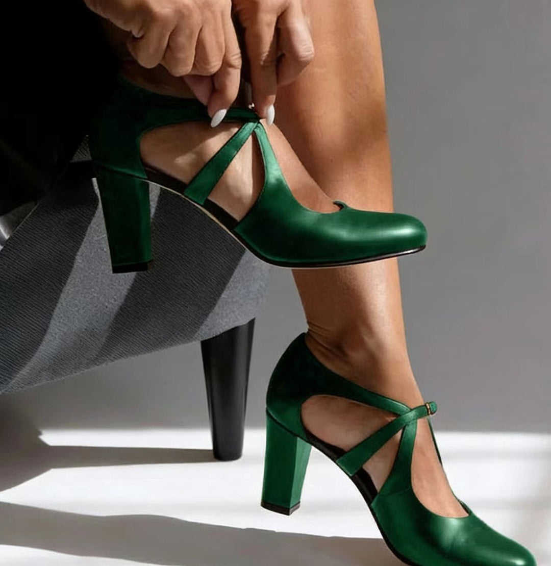 Margaret | Elegant Leather Comfort Heels