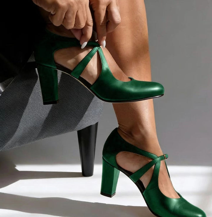 Margaret | Elegant Leather Comfort Heels