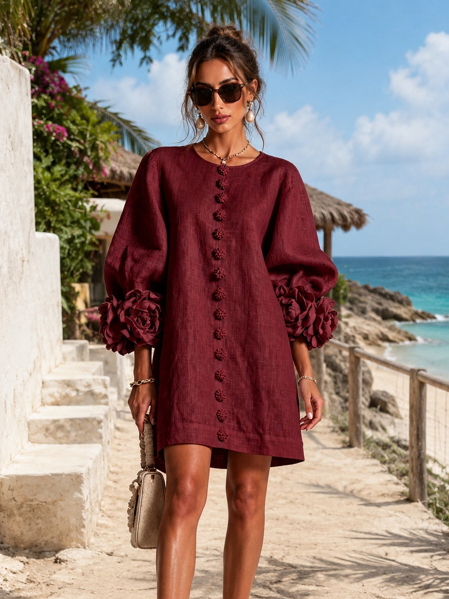 Scarlett | Floral Button Mini Dress