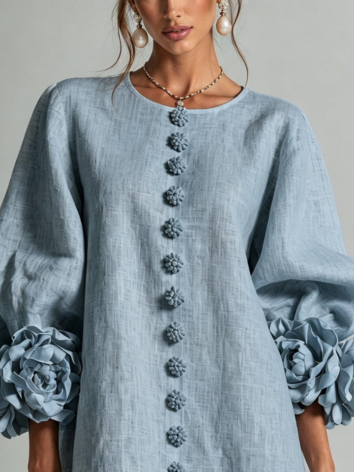Marguerite | Flower Button Mini Dress