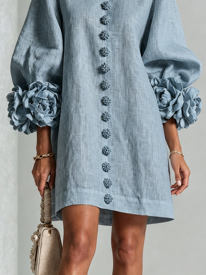 Marguerite | Flower Button Mini Dress
