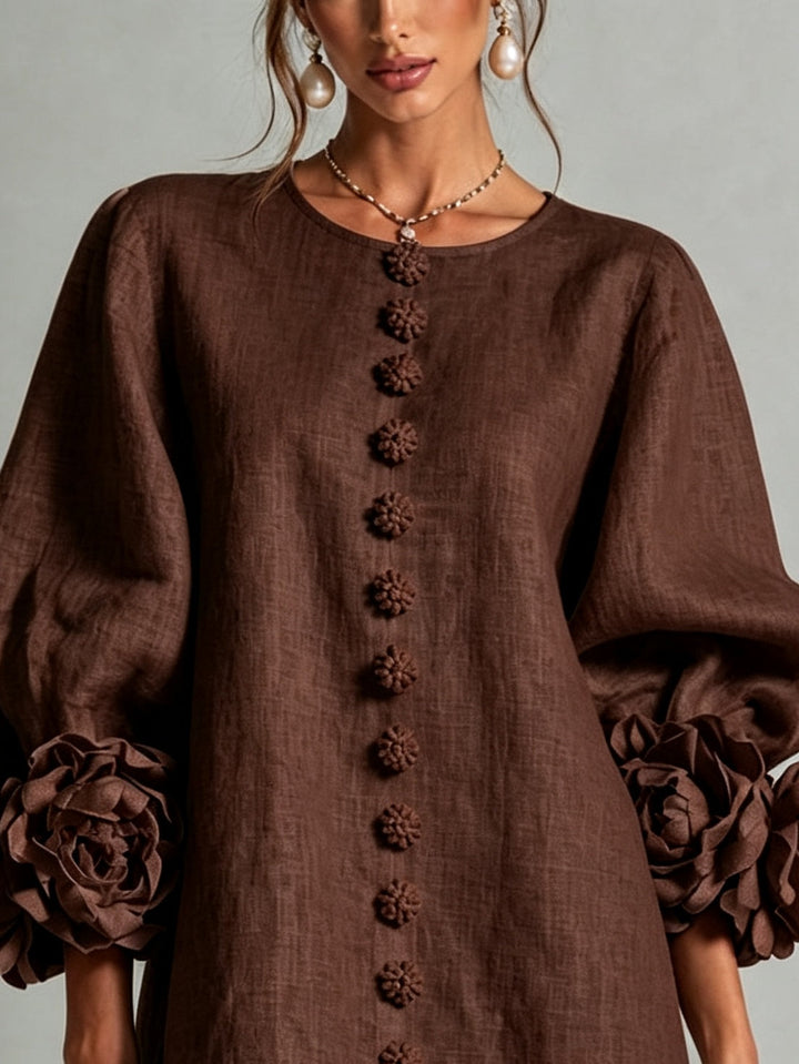 Juliette | Flower Button Mini Dress