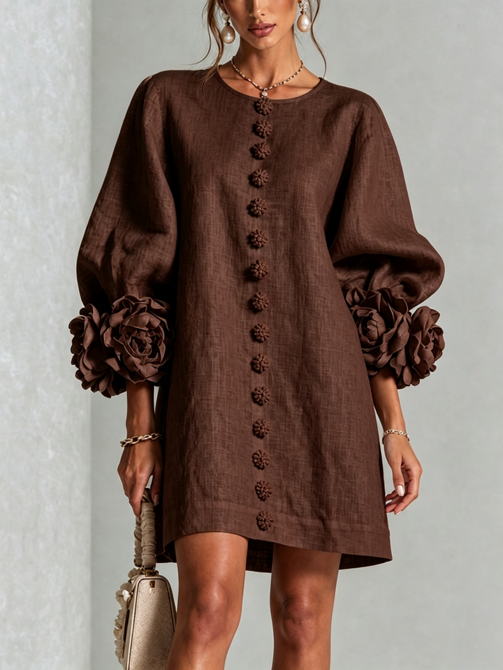 Juliette | Flower Button Mini Dress
