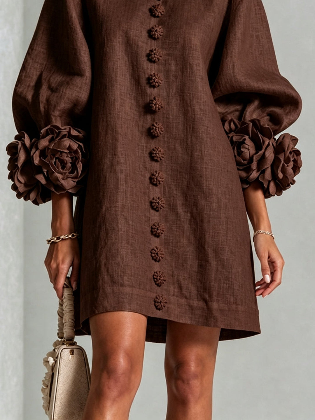Juliette | Flower Button Mini Dress