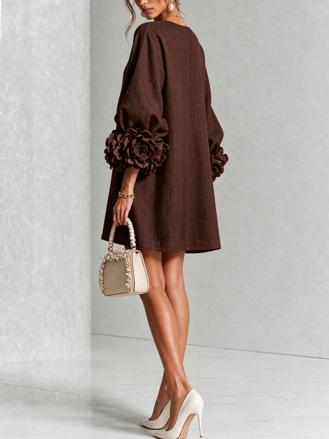 Juliette | Flower Button Mini Dress