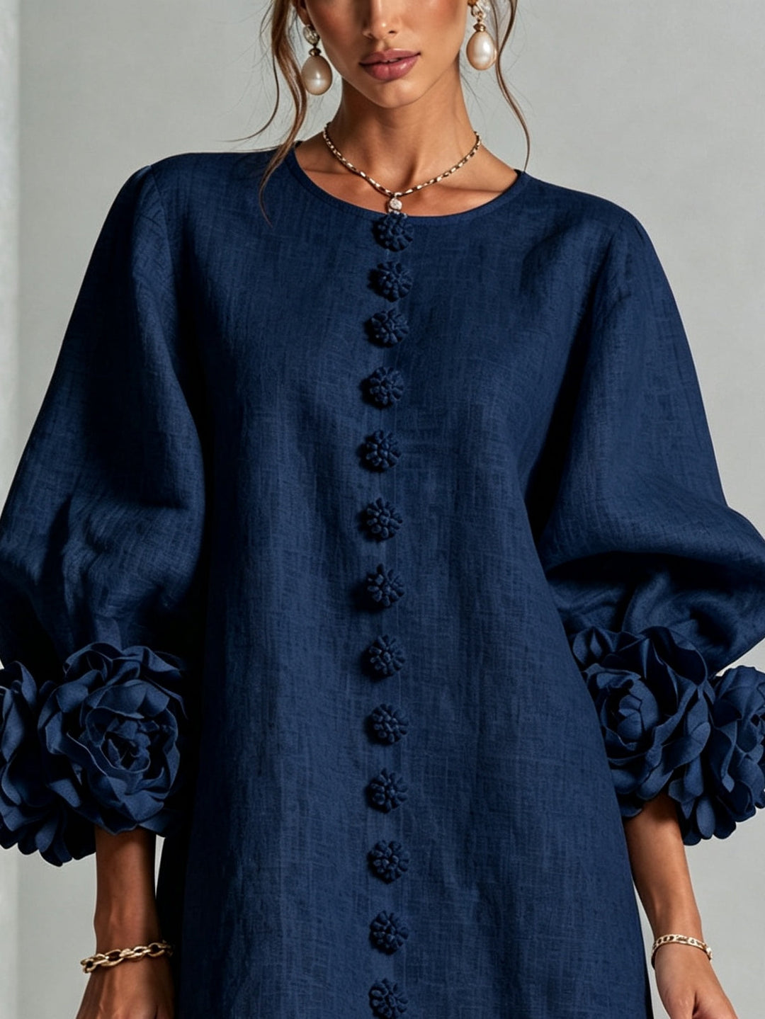 Rosalind | Flower Button Mini Dress