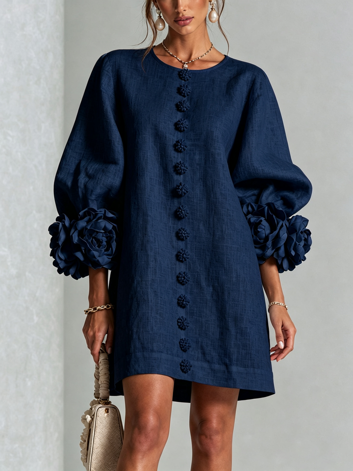 Rosalind | Flower Button Mini Dress