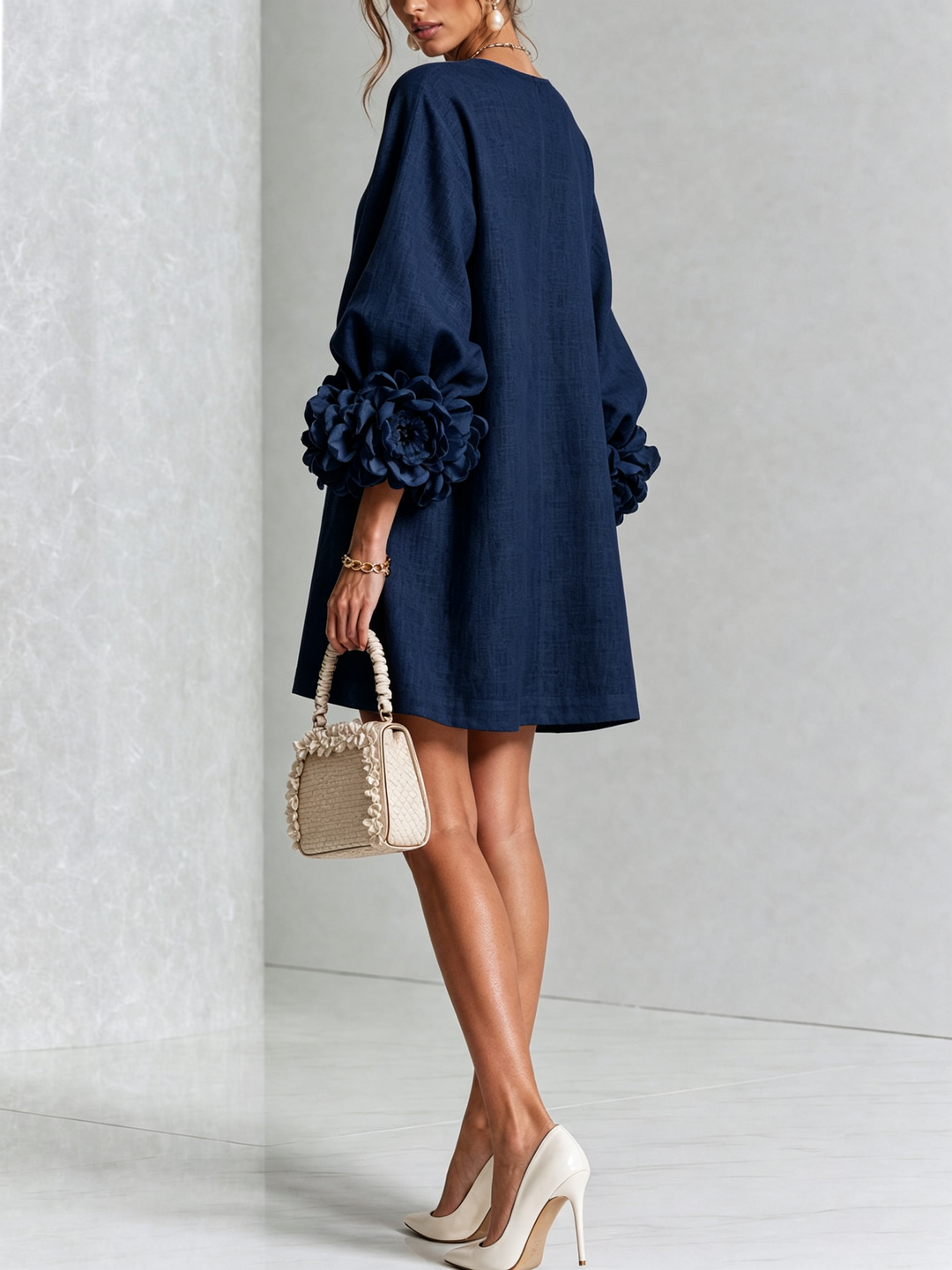 Rosalind | Flower Button Mini Dress