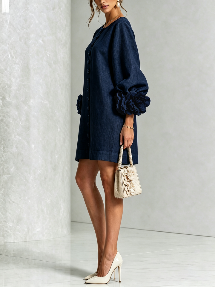 Rosalind | Flower Button Mini Dress