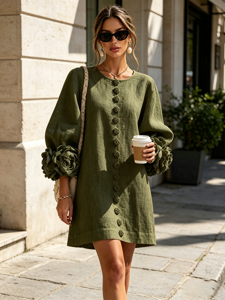 Florence | Flower Button Mini Dress