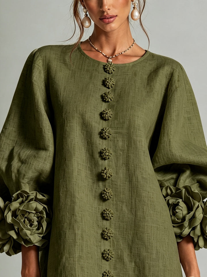 Florence | Flower Button Mini Dress