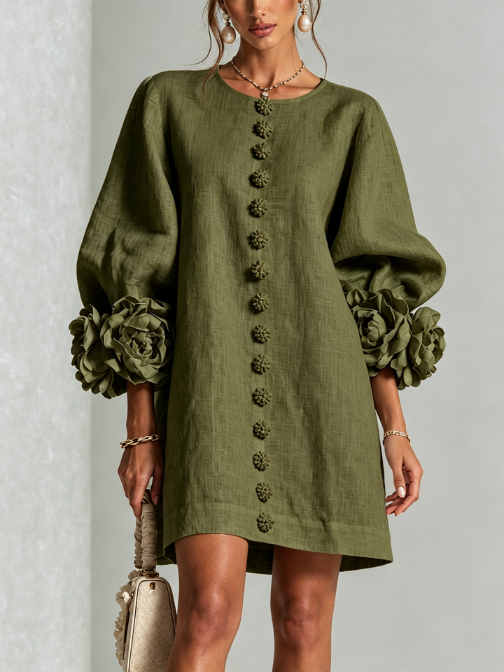 Florence | Flower Button Mini Dress