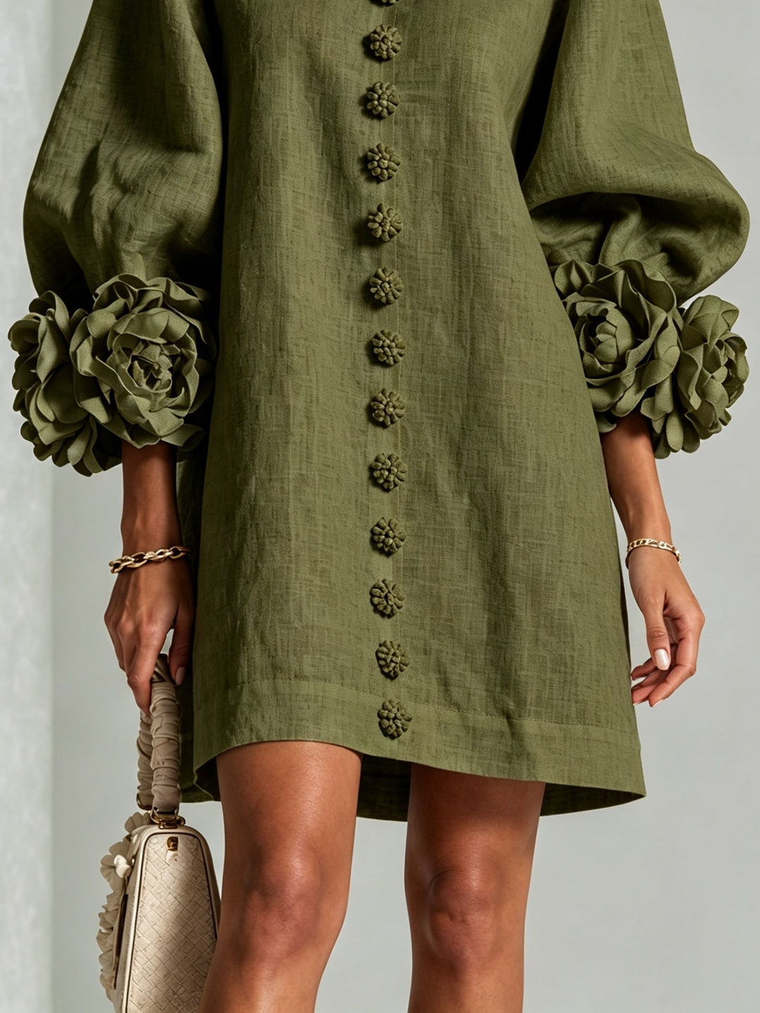 Florence | Flower Button Mini Dress