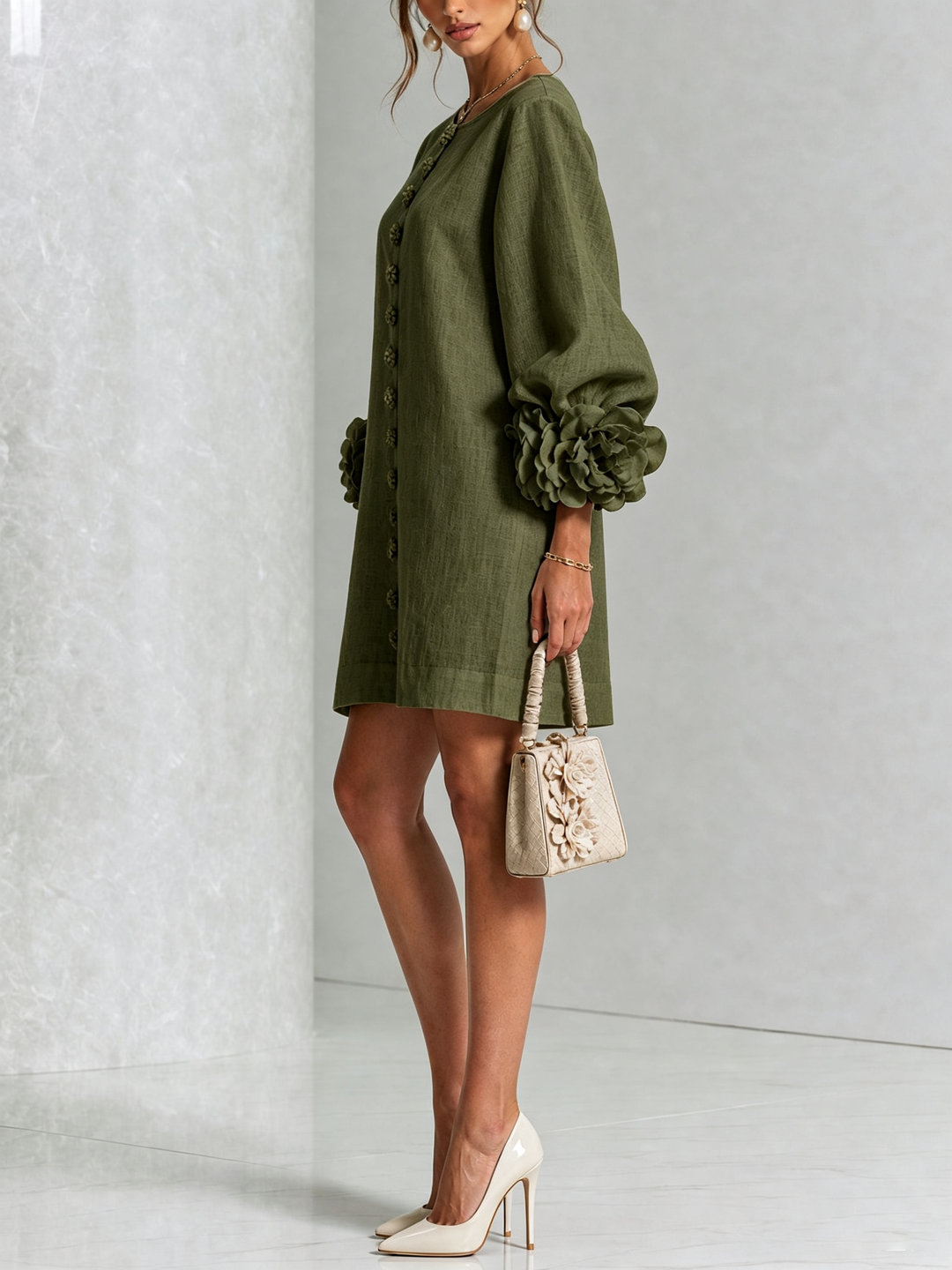 Florence | Flower Button Mini Dress