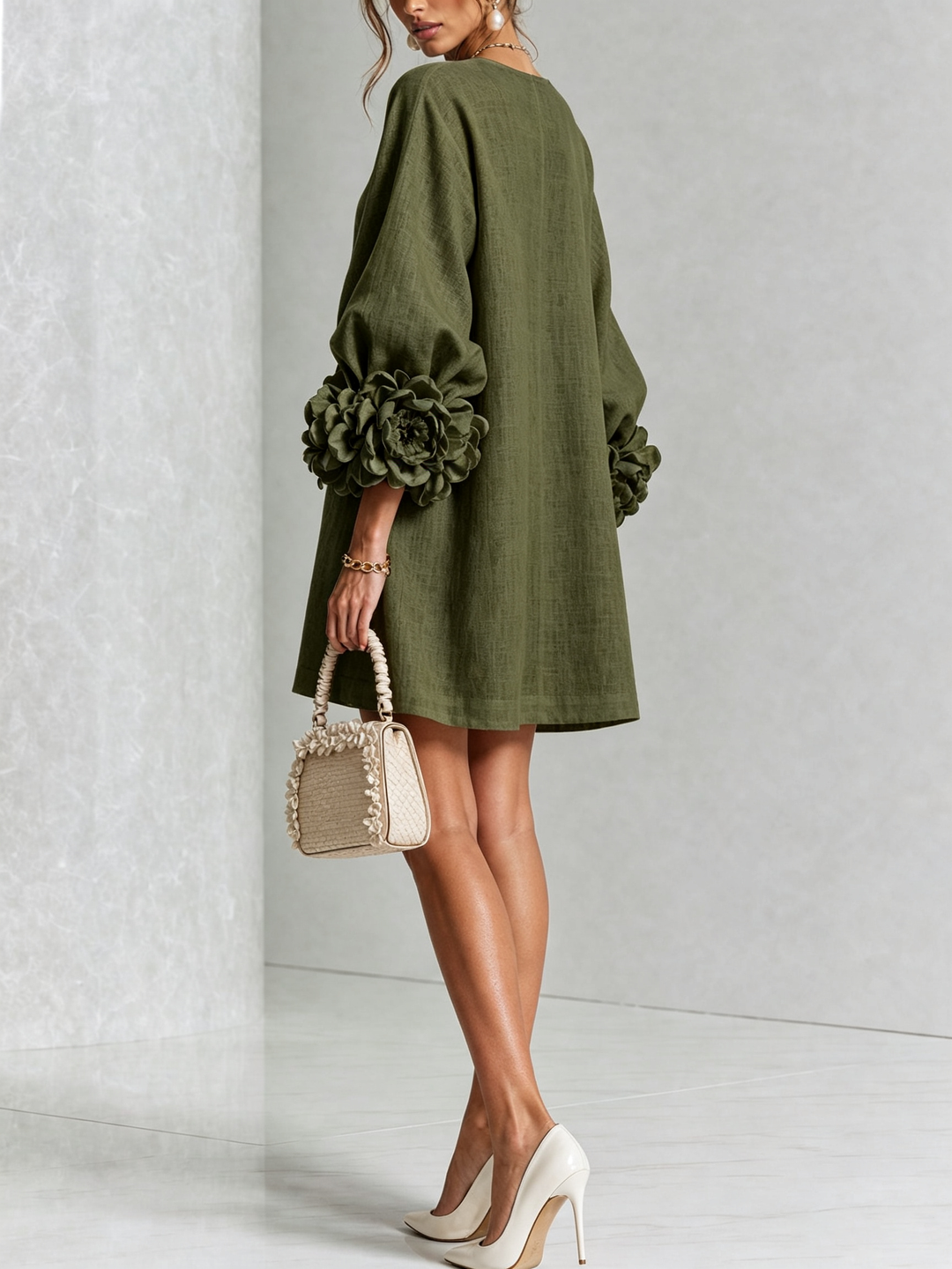 Florence | Flower Button Mini Dress