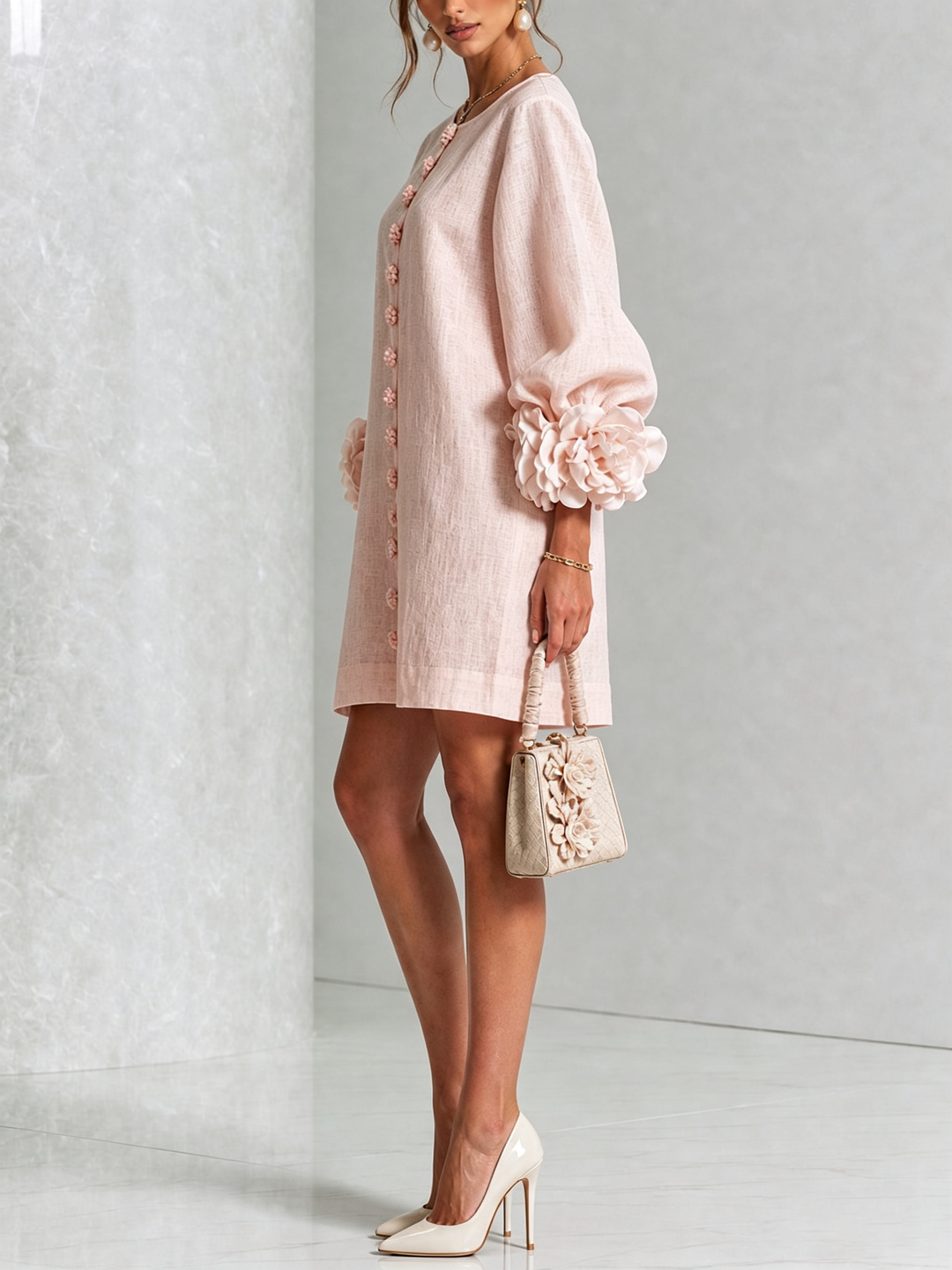 Helena | Flower Button Mini Dress