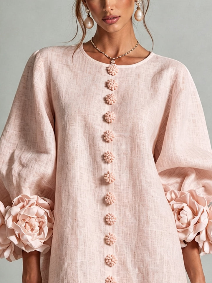 Helena | Flower Button Mini Dress