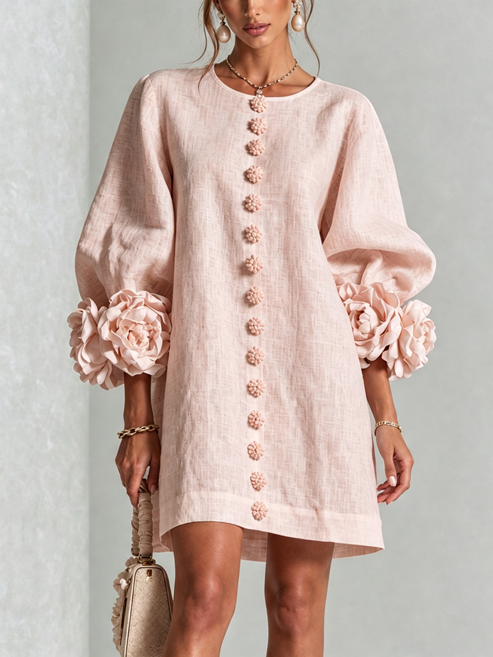 Helena | Flower Button Mini Dress