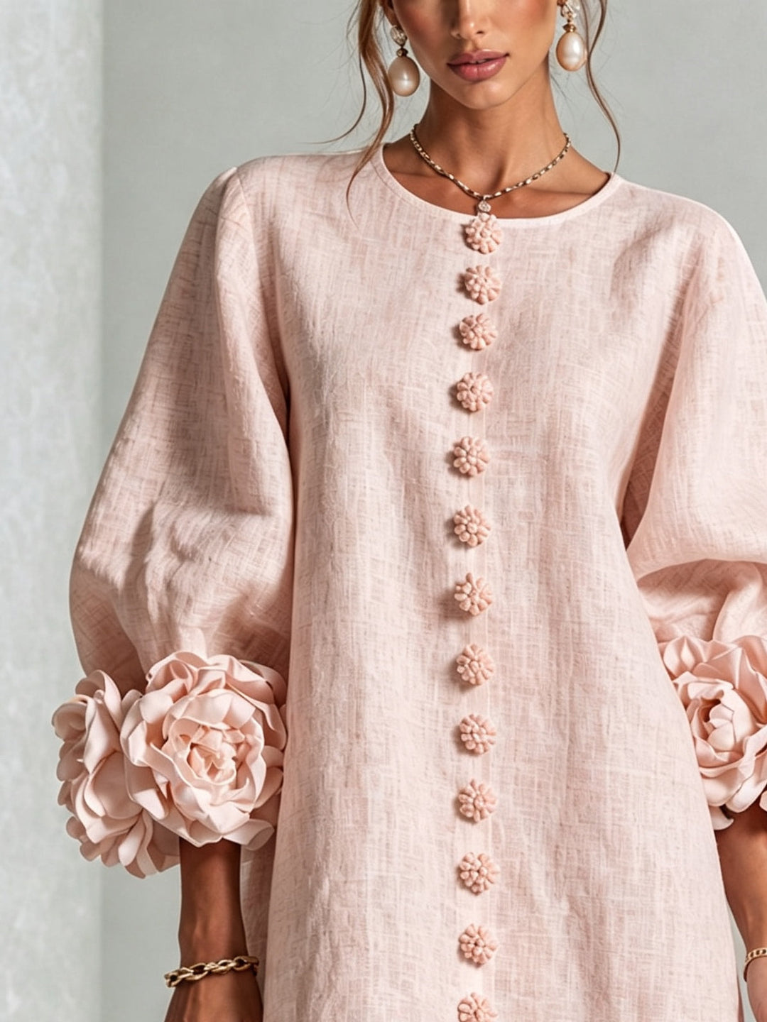 Helena | Flower Button Mini Dress
