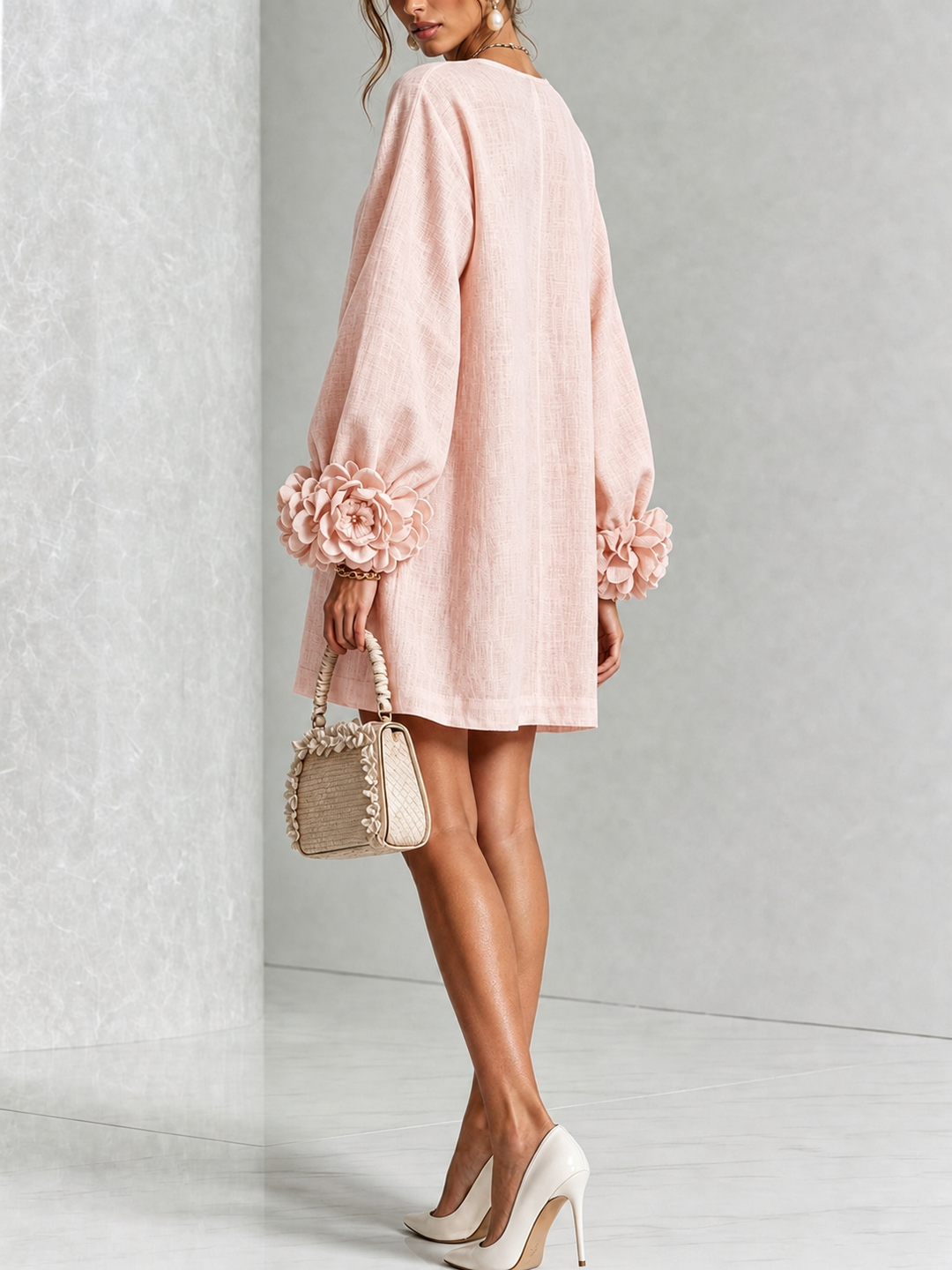 Josephine | Flower Button Long-Sleeve Dress