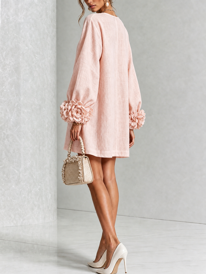 Josephine | Flower Button Long-Sleeve Dress