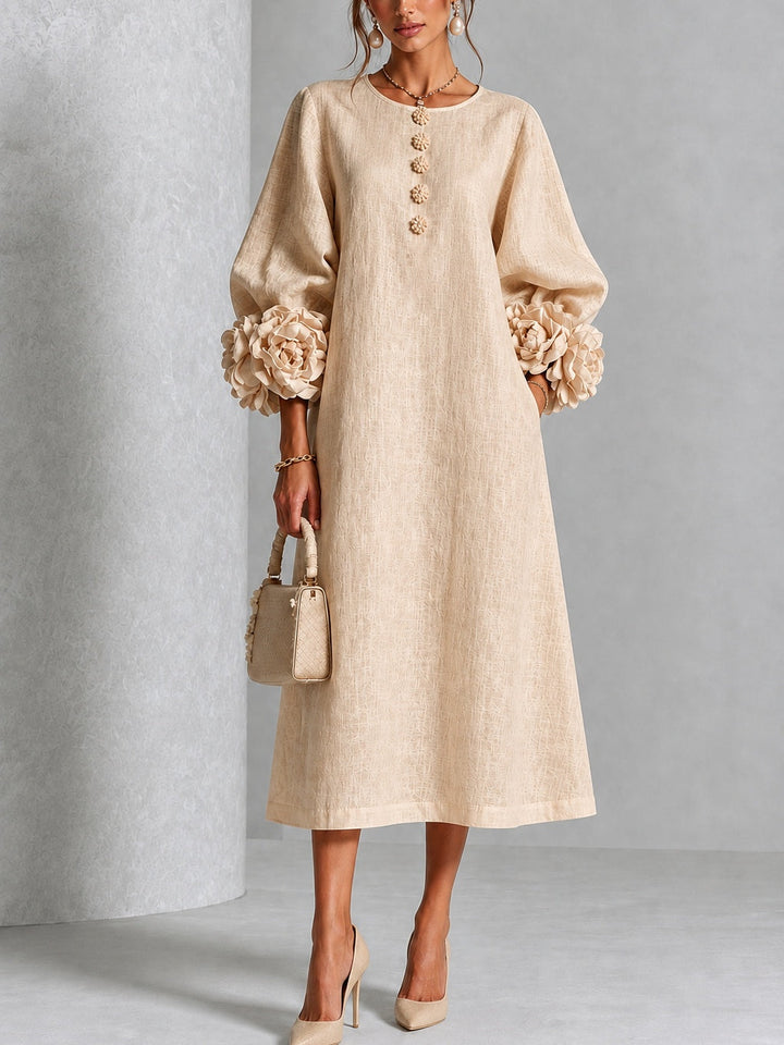 Juliette | Flower Button Midi Dress