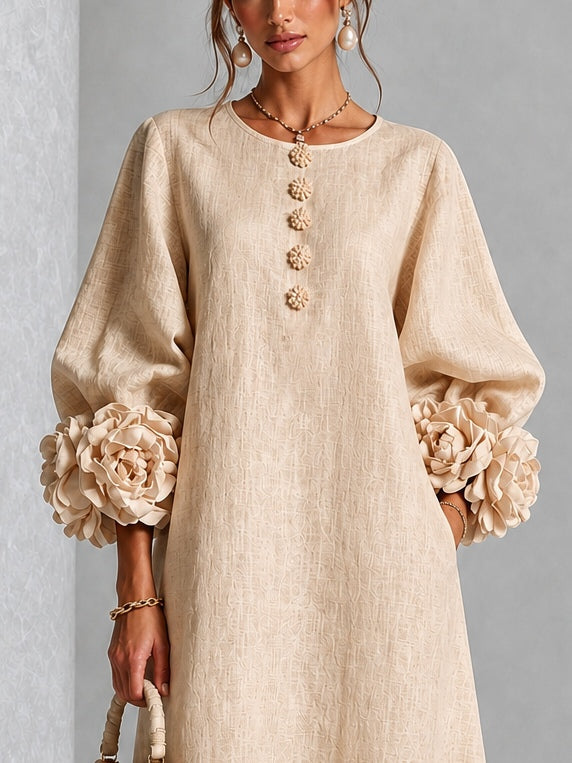 Juliette | Flower Button Midi Dress
