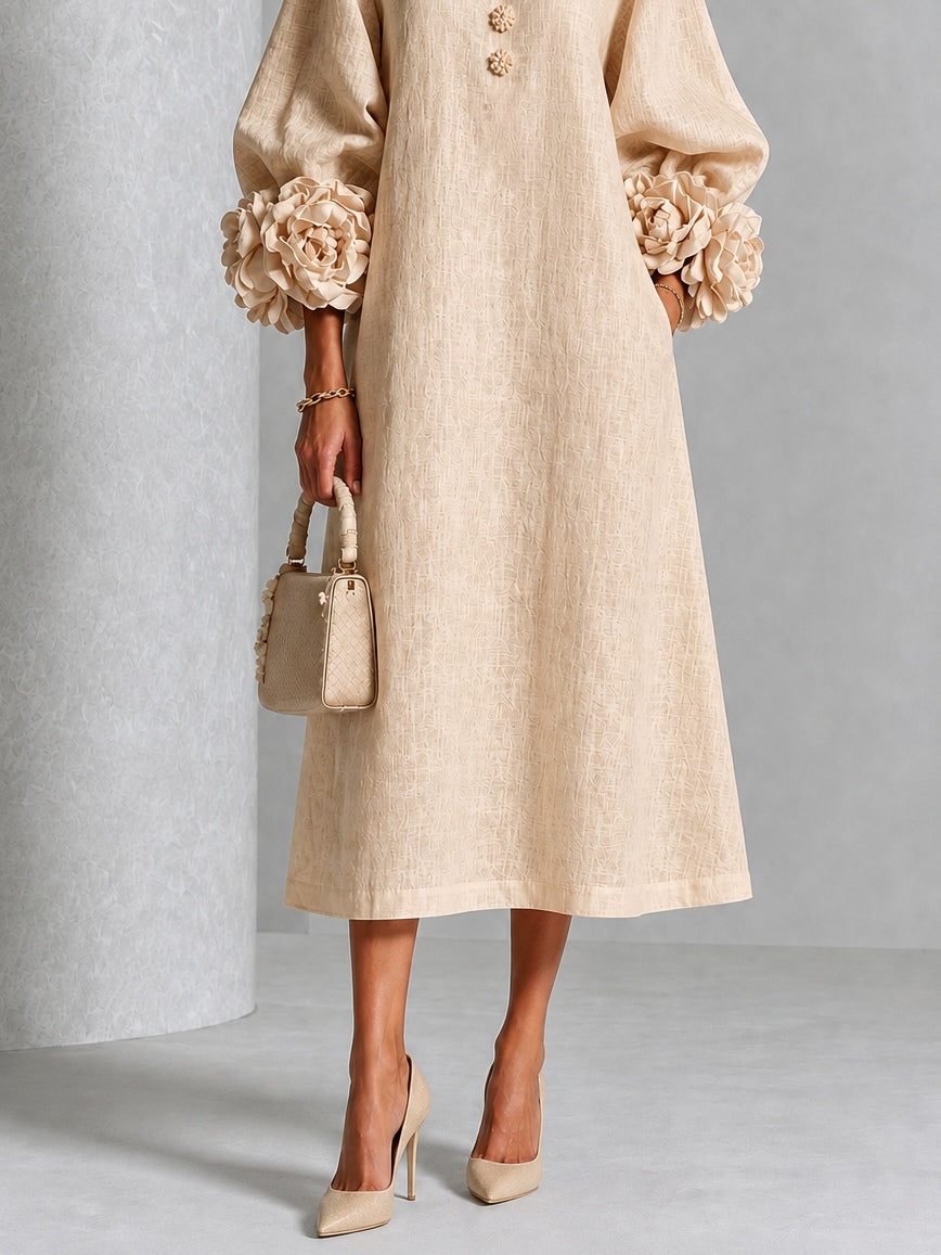 Juliette | Flower Button Midi Dress