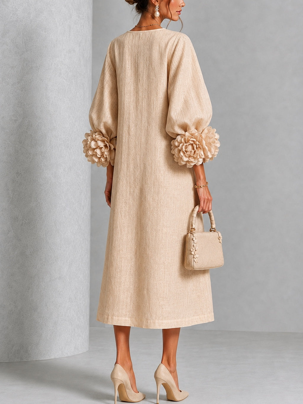Juliette | Flower Button Midi Dress