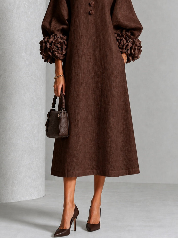 Helena | Flower Button Midi Dress