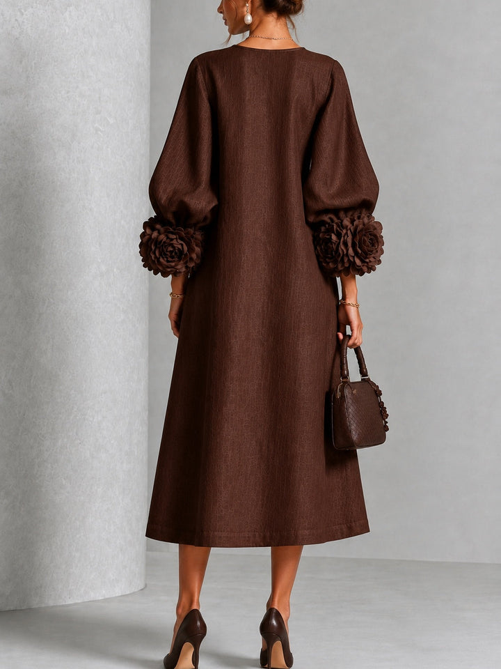 Helena | Flower Button Midi Dress