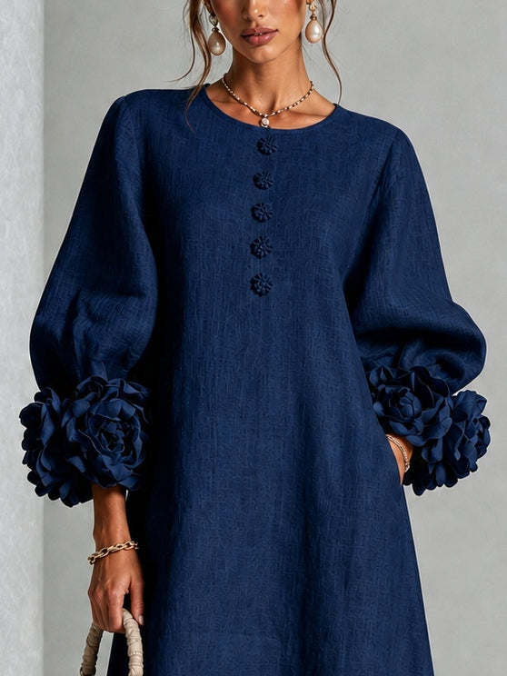 Rosalind | Flower Button Midi Dress