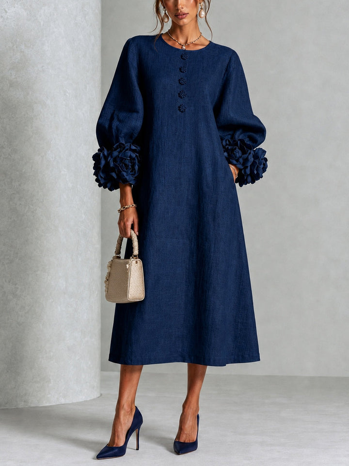 Rosalind | Flower Button Midi Dress