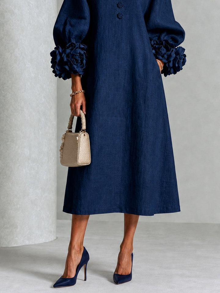 Rosalind | Flower Button Midi Dress