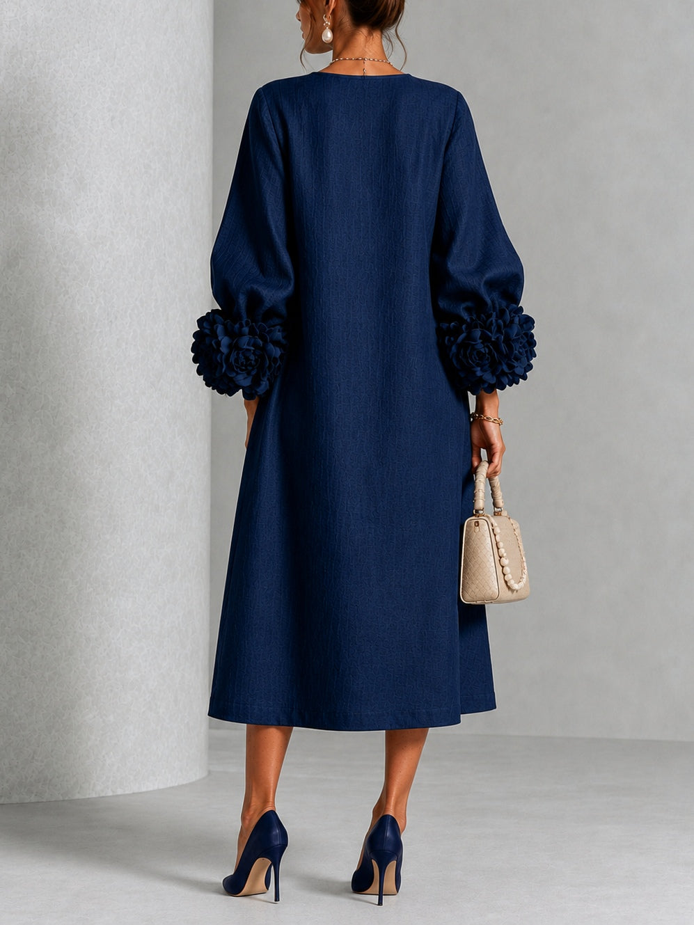 Rosalind | Flower Button Midi Dress