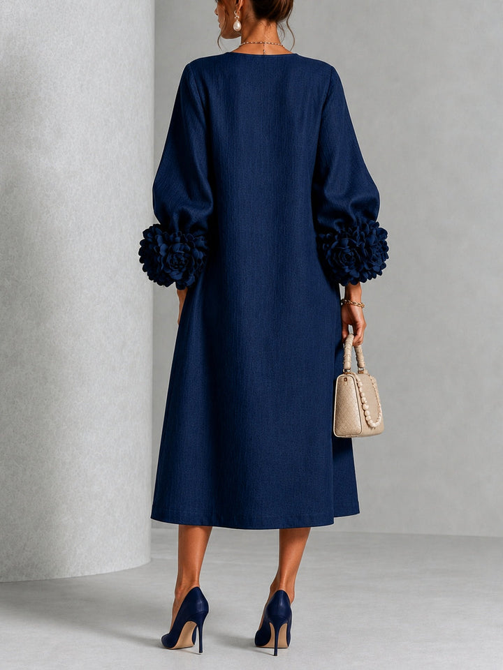 Rosalind | Flower Button Midi Dress