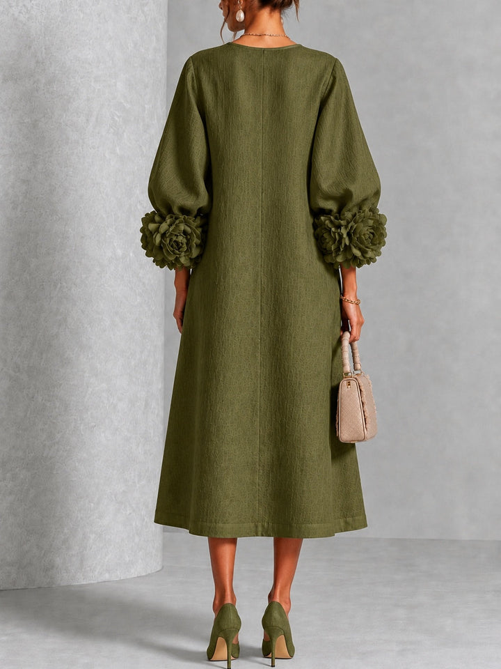 Audrey | Flower Button Midi Dress
