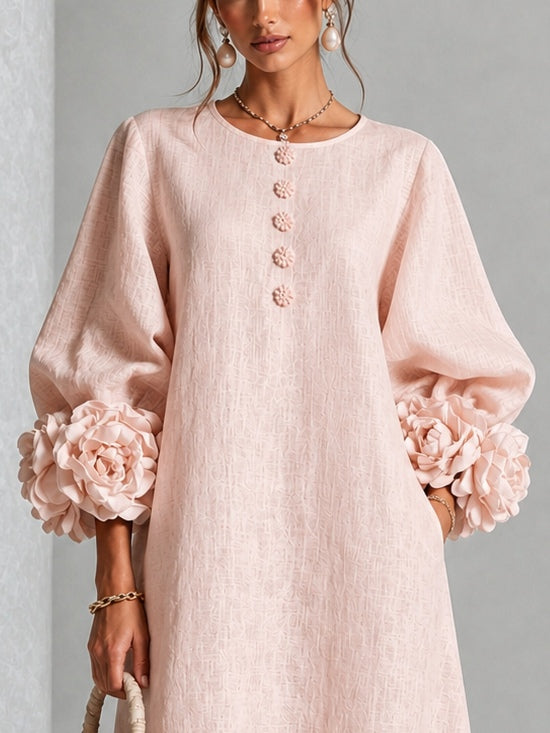 Noelle | Flower Button Midi Dress