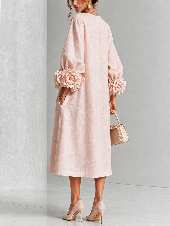 Noelle | Flower Button Midi Dress